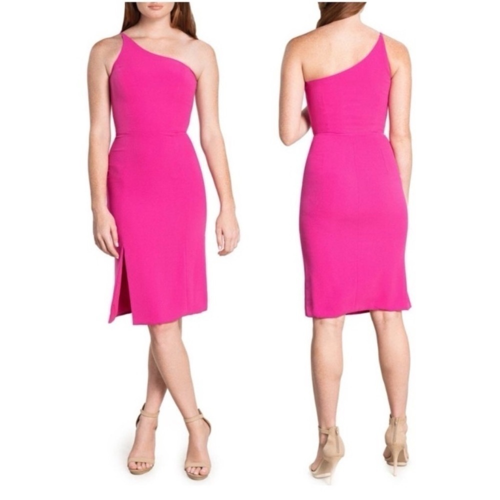 NWOT Dress the Population Alexandra Midi-Dress in Bright Fuchsia Size S